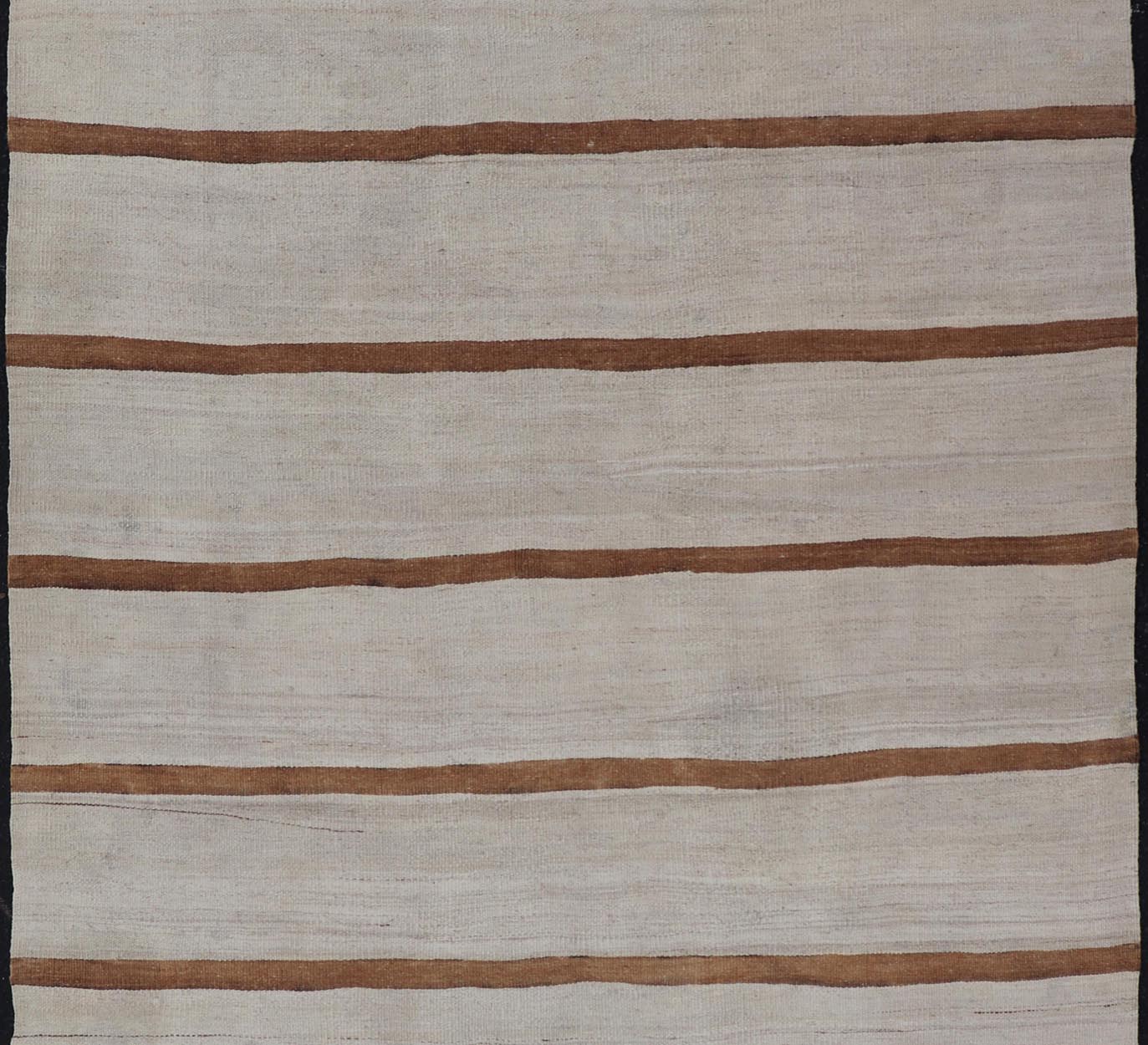Vintage Turkish Flat - Weave Muted Colored Kilim in ivory, Brown and Light Tan. Minimalist design Kilim from Turkey, rug EN - 14585, country of origin / type: Turkey / Kilim, circa 1950 Measures: 4'8 x 7'8 This vintage flat - woven Kilim features ... - Keivan Woven ArtsEN - 14585 - 23965Rug