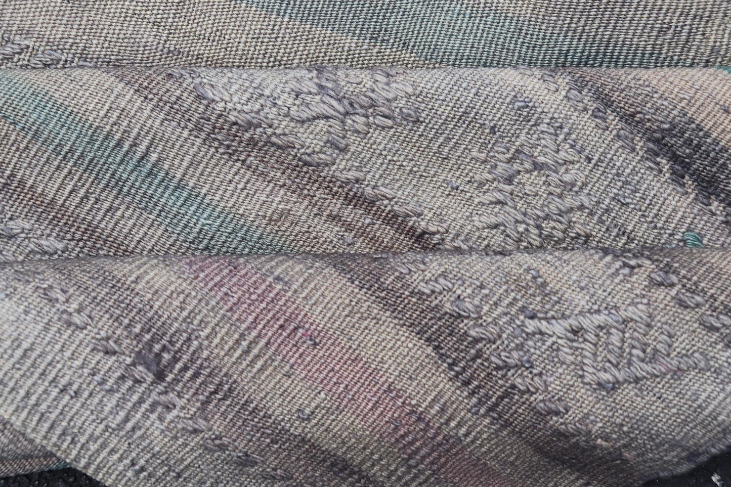 Vintage Kilim Rug in Stripe design by Keivan Woven Arts Measures: 3' X 4'8 This remarkable Turkish kilim with embroideries features stripe pattern and soft tones. the rich tradition of Kilim weaving in central Anatolian region goes bac... - Keivan Woven ArtsEN - 1501 - 27490Rug