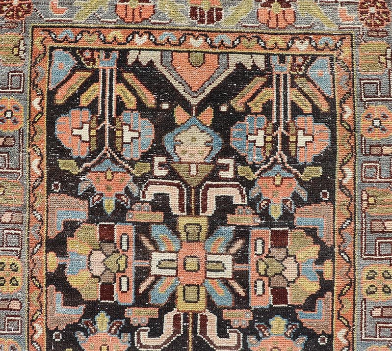 Measures: 2'6 x 9'4 Antique Persian Keivan Woven Arts Hamedan Runner With Tribal Motifs in Pastel Colors. Keivan Woven Arts / rug EN - 15119, country of origin / type: Iran / Hamadan, circa 1910 This antique Persian hamadan runner, from wester... - Keivan Woven ArtsEN - 15119 - 21865Rug