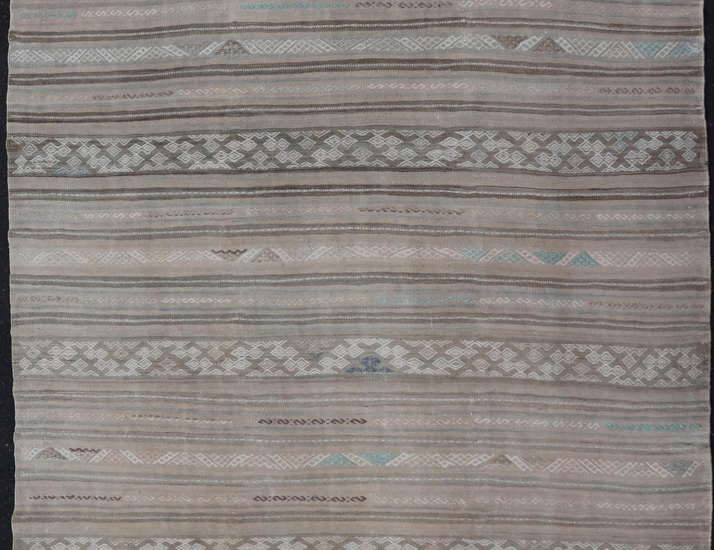 Striped Flat - Weave Turkish Vintage Kilim with Geometric Designs and Stripes. Keivan Woven Arts / rug EN - 15162 country of origin / type: Turkey / Kilim, circa mid - 20th Century. Measures: 5'5 x 6'8 This flat - woven Kilim from Turkey features an ent... - Keivan Woven ArtsEN - 15162 - 23486Rug