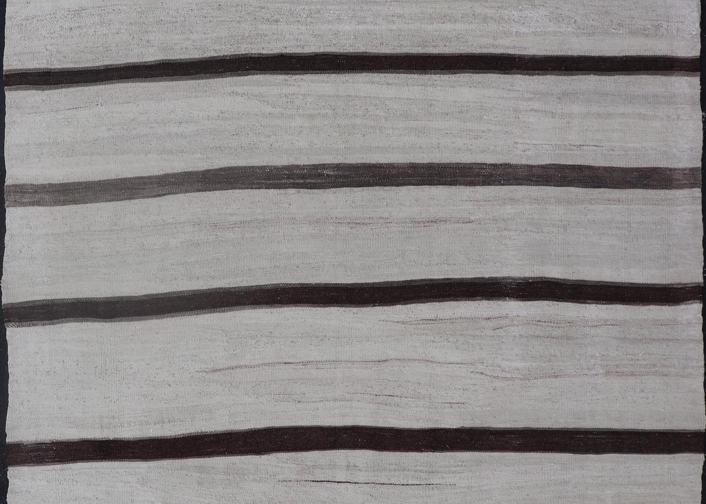 Vintage Flat Weave Turkish Kilim with Stripes in Ivory and Brown. Keivan Woven Arts / rug EN - 15165, country of origin / type: Turkey / Kilim, circa Mid - 20th Century. Measures: 4'6 x 4'10 This vintage flat - woven Kilim features a minimalist design... - Keivan Woven ArtsEN - 15165 - 23797Rug