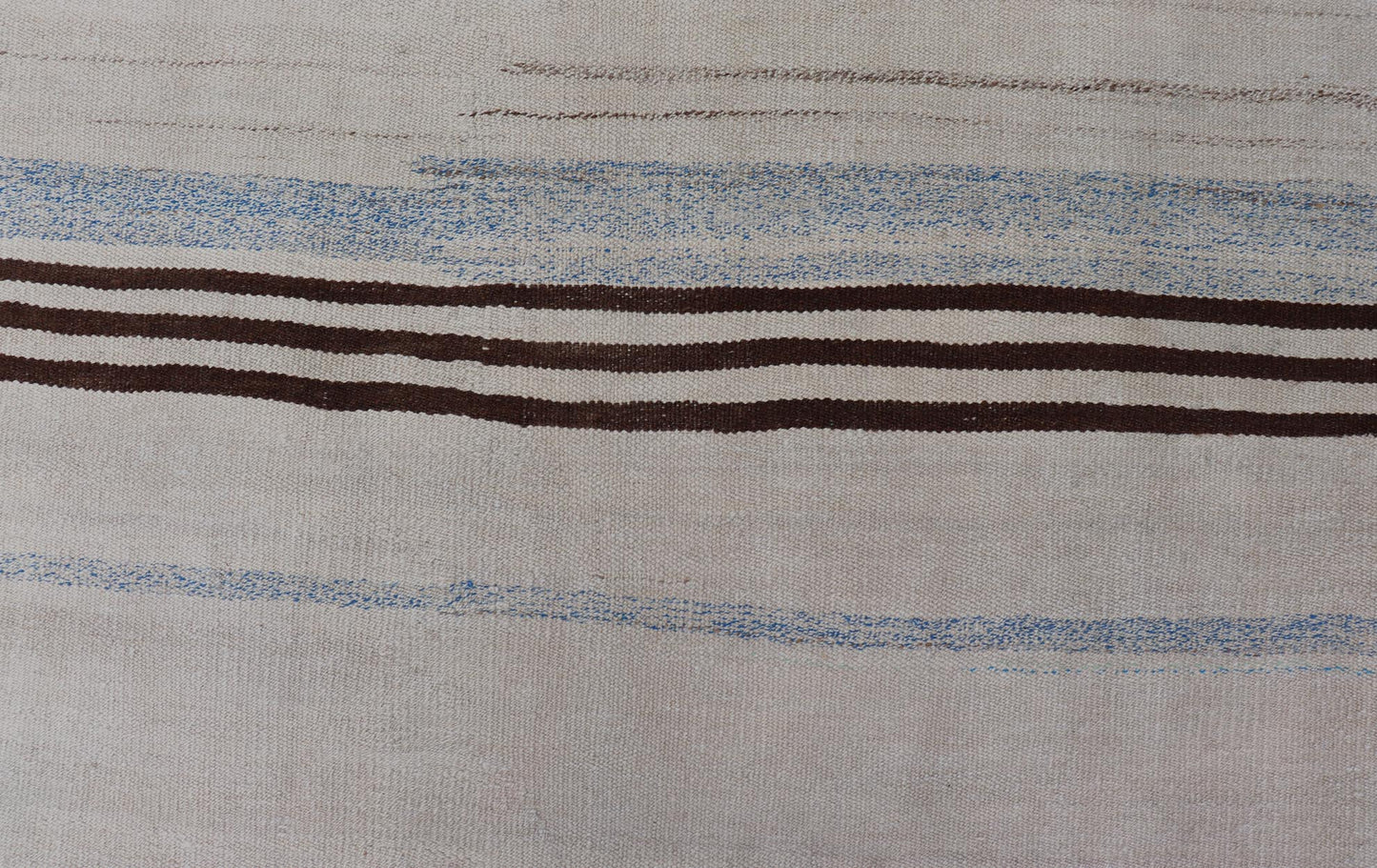 Vintage Kilim With Subtle Striped Patterns in Earthy Tones - Keivan Woven ArtsEN - 15167