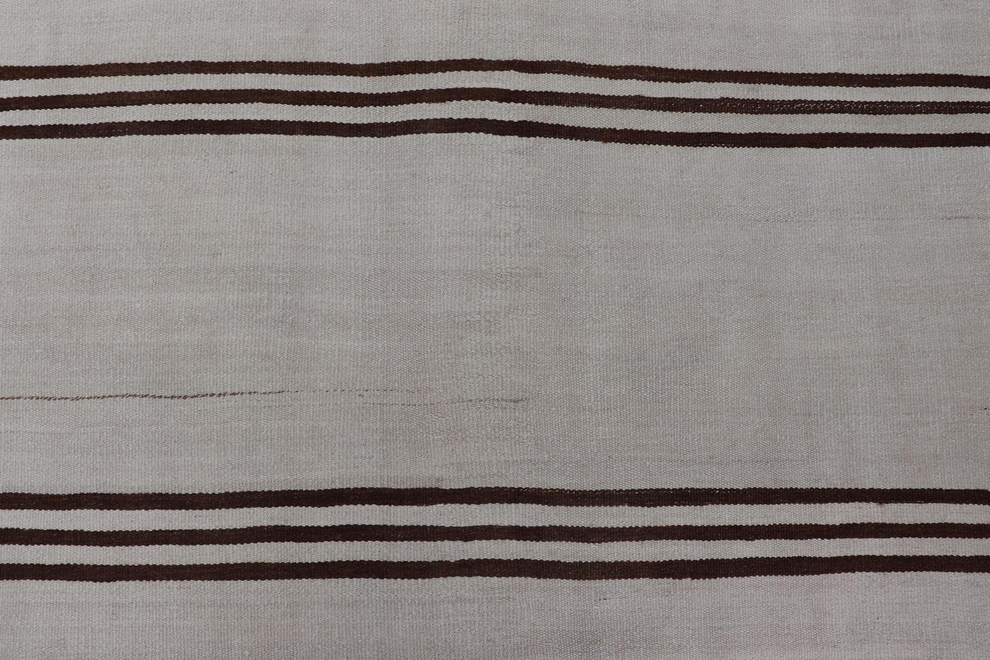 Vintage Kilim With Subtle Striped Patterns in Earthy Tones - Keivan Woven ArtsEN - 15167