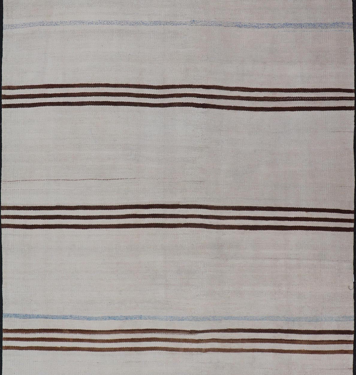 Vintage Kilim With Subtle Striped Patterns in Earthy Tones - Keivan Woven ArtsEN - 15167