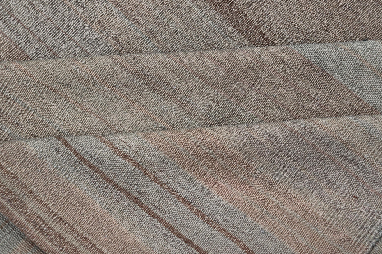 Vintage Turkish Kilim Rug with Earthy Pastel Stripes - Keivan Woven ArtsEN - 15269Rug