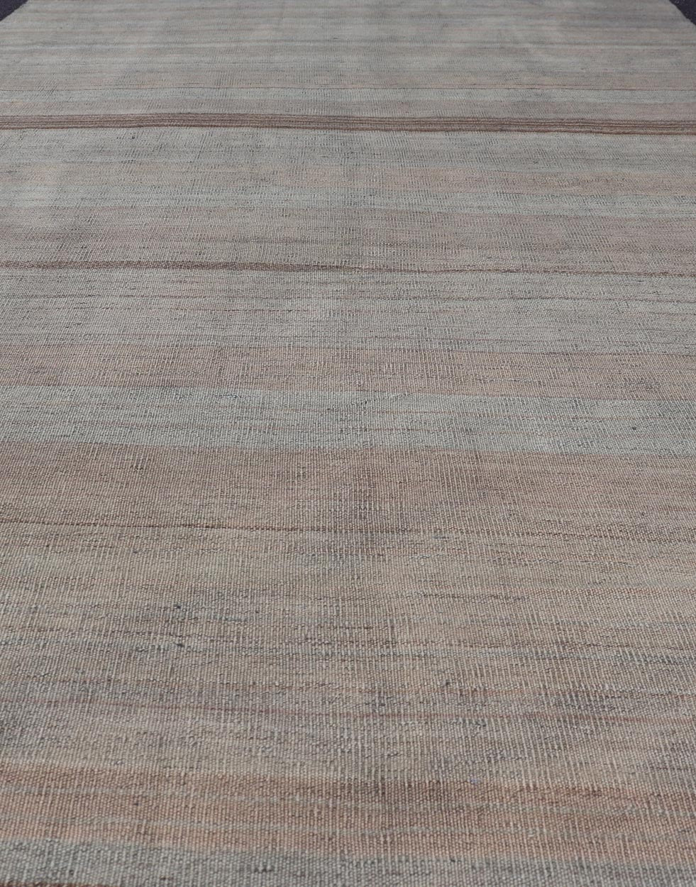 Vintage Turkish Kilim Rug with Earthy Pastel Stripes - Keivan Woven ArtsEN - 15269Rug