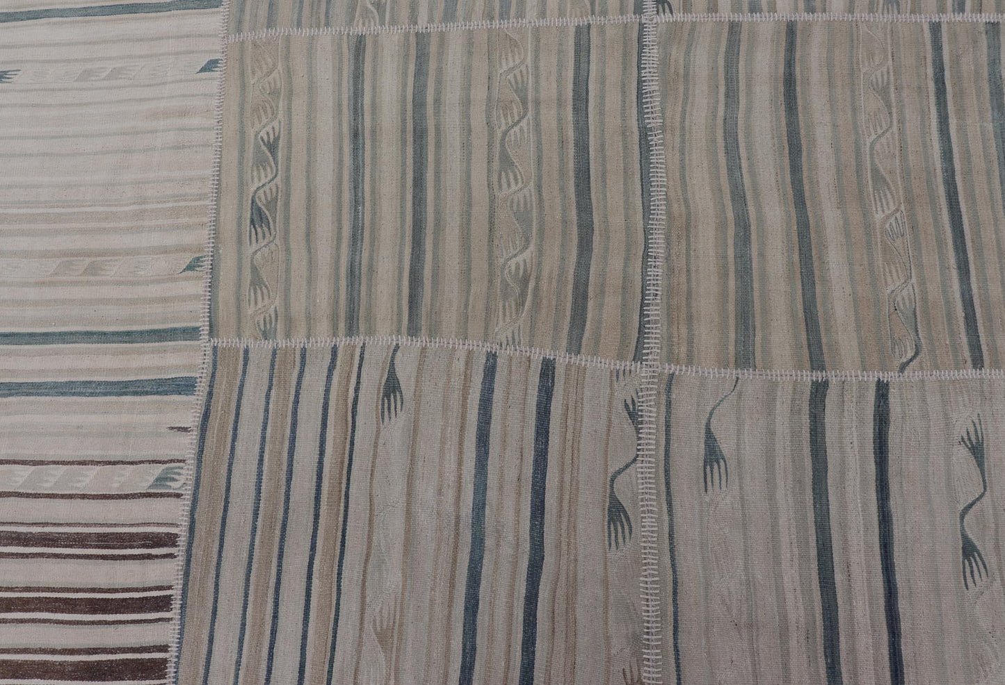 Vintage Turkish Kilim Rug with Soft Pastel Stripes and Intricate Patterns - Keivan Woven ArtsEN - 15293Rug