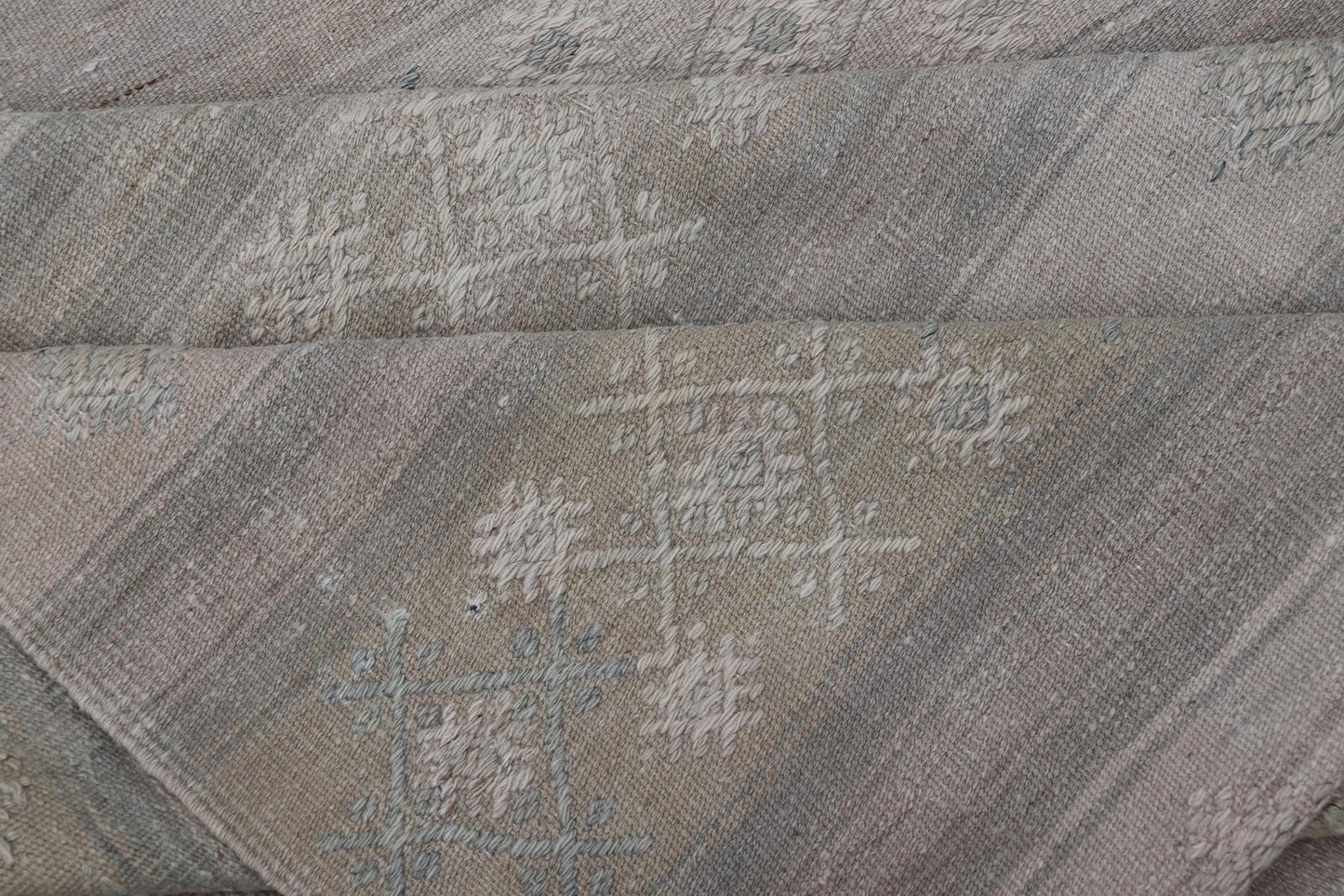 Vintage Turkish Square Kilim Rug in Soft Pastel Tones with Intricate Patterns - Keivan Woven ArtsEN - 15809Rug