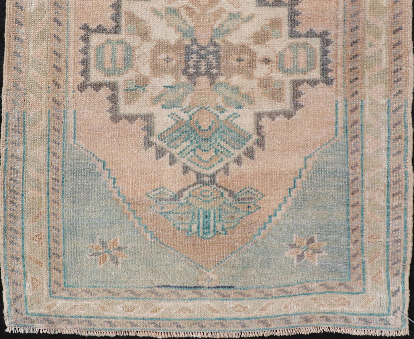 Vintage Turkish Oushak Rug with All - Over Sub - Geometric Medallion Design Keivan Woven Arts / rug EN - 15907, country of origin / type: Turkey / Oushak, circa 1950 Measures: 2'1 x 2'10 - Keivan Woven ArtsEN - 15907 - 24067Rug