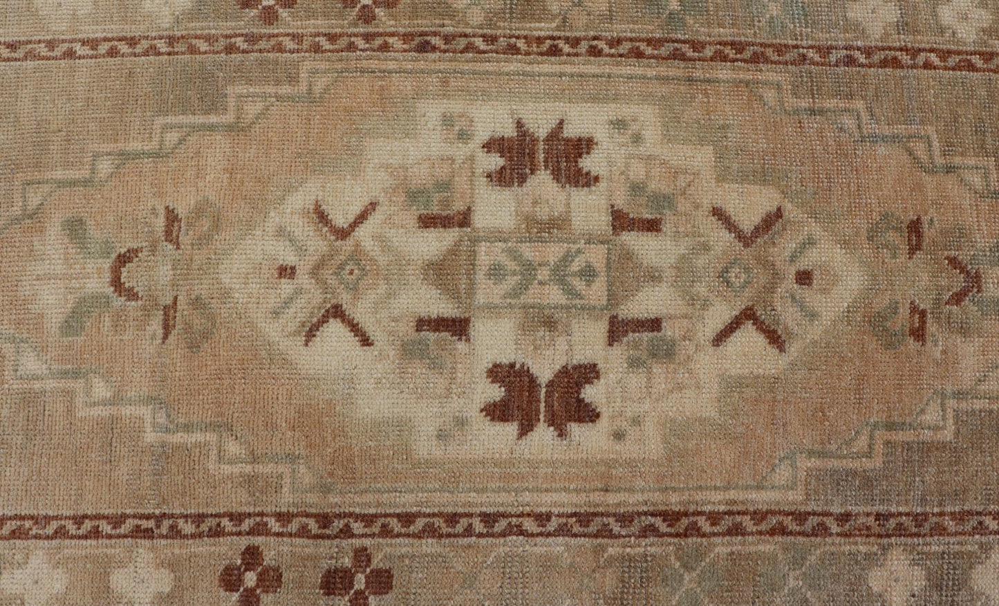 Vintage Turkish Oushak Rug in Teal Color with Geometric Medallion Design, Keivan Woven Arts / rug/ EN - 15919, country of origin / type: Turkey / Oushak, circa 1950 Measures: 1'10 x 3'6 Vintage Turkish Yasick Rug with Sub - Geometric Medallio... - Keivan Woven ArtsEN - 15919 - 24097Rug
