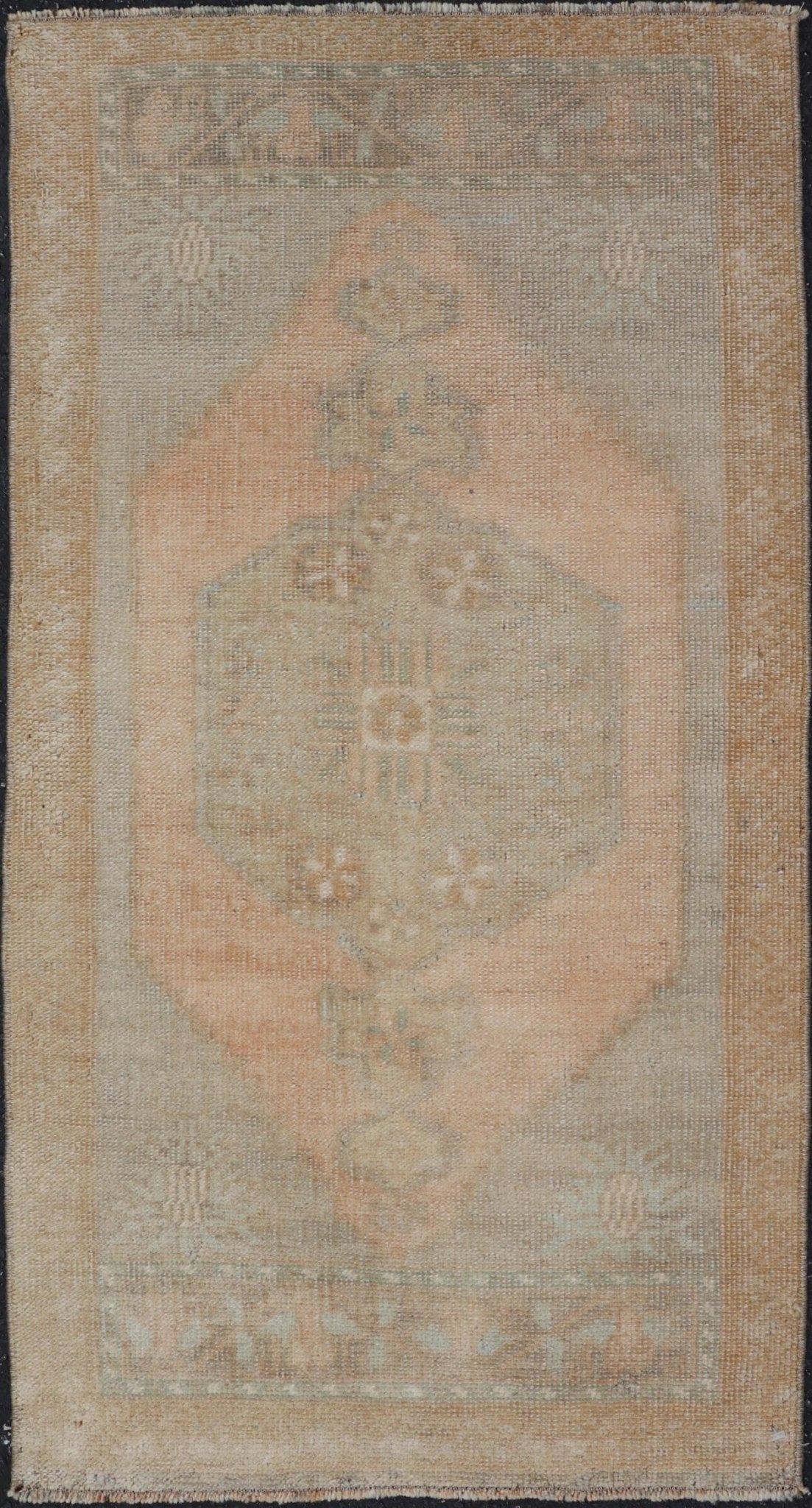 Vintage Turkish Oushak Rug with All - Over Sub - Geometric Medallion Design Keivan Woven Arts / rug EN - 15927, country of origin / type: Turkey / Oushak, circa 1950 Measures: 1'8 x 3'4 - Keivan Woven ArtsEN - 15927 - 24145Rug