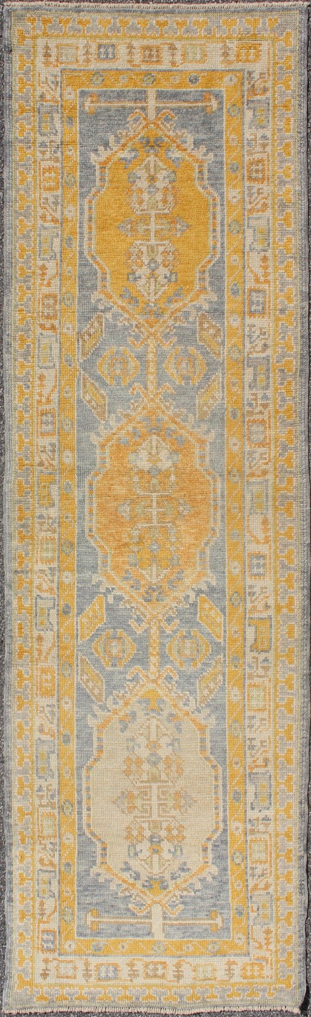 Traditional Turkish Oushak Runner with Medallions in Orange & Blue Turkish Oushak runner with traditional medallions and elegant traditional medallion design, Keivan Woven Arts, rug en - 165661, country of origin / type: Turkey / Oushak Wit... - Keivan Woven ArtsEN - 165661 - 9064Rug