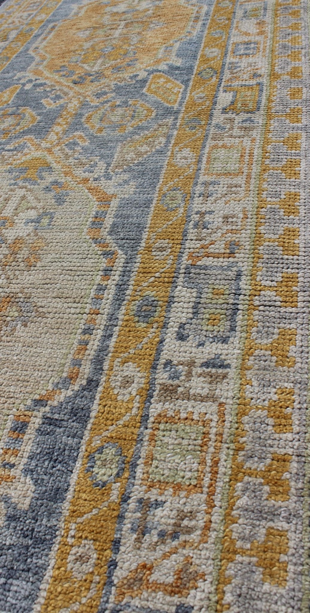 Traditional Turkish Oushak Runner with Medallions in Orange & Blue Turkish Oushak runner with traditional medallions and elegant traditional medallion design, Keivan Woven Arts, rug en - 165661, country of origin / type: Turkey / Oushak Wit... - Keivan Woven ArtsEN - 165661 - 9064Rug