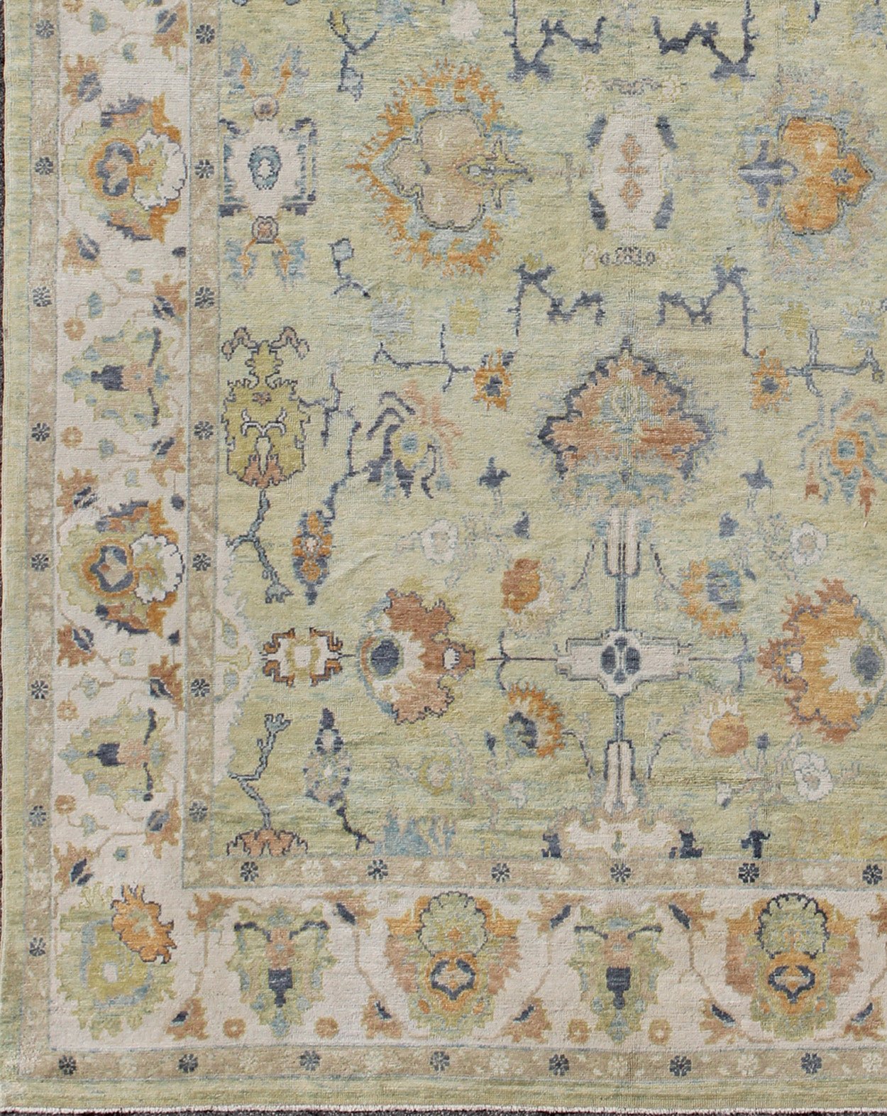 Turkish Oushak Rug with Neutral Color Palette and All - Over Flower Design Turkish Oushak rug with neutral color palette and all - over flower design. Keivan Woven Arts / rug EN - 165700, country of origin / type: Turkey / Oushak Measures: 10'9 x 1... - Keivan Woven ArtsEN - 165700 - 9080Rug