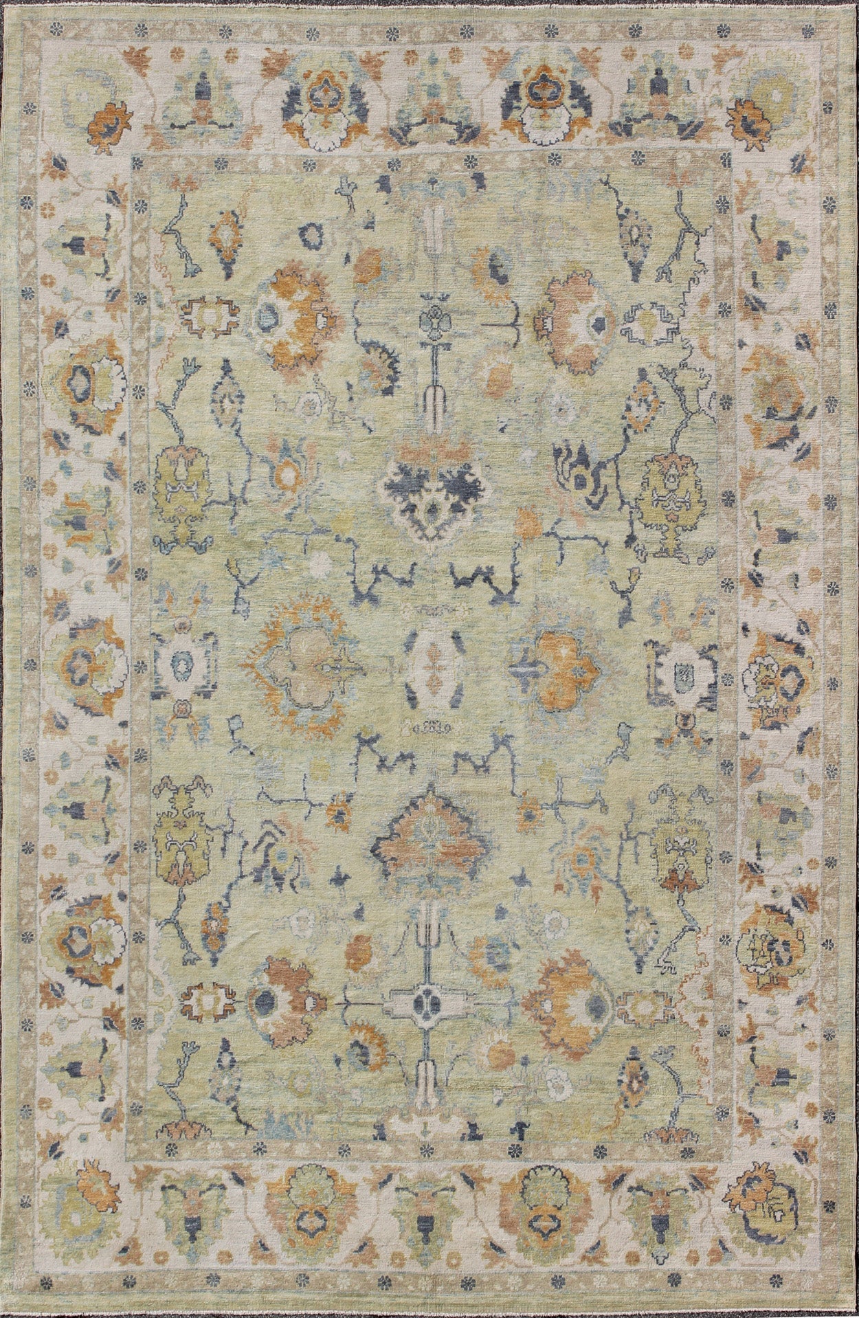 Turkish Oushak Rug with Neutral Color Palette and All - Over Flower Design Turkish Oushak rug with neutral color palette and all - over flower design. Keivan Woven Arts / rug EN - 165700, country of origin / type: Turkey / Oushak Measures: 10'9 x 1... - Keivan Woven ArtsEN - 165700 - 9080Rug