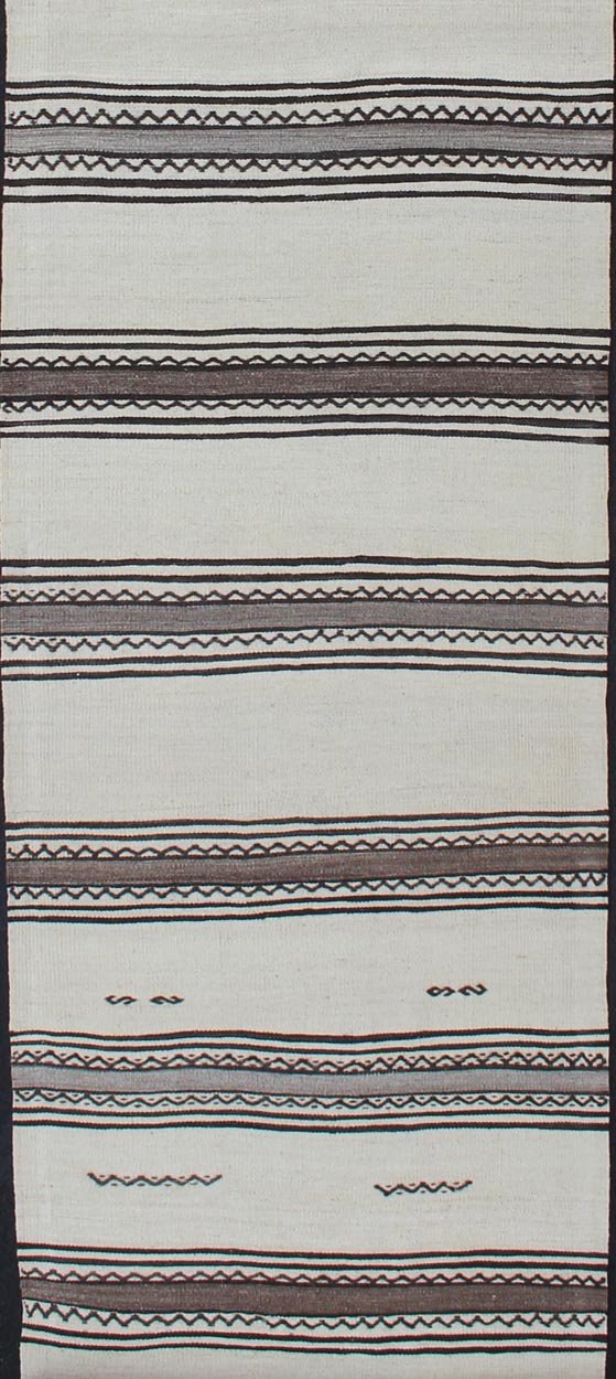 Vintage Turkish Kilim Flat - Weave Runner with Modern Stripe Design Modern Kilim Runner from Turkey with Stripes. Keivan Woven Arts / rug EN - 165761, country of origin / type: Turkey / Kilim, circa 1960 This modern - design vintage runner from... - Keivan Woven ArtsEN - 165761 - 11383Rug