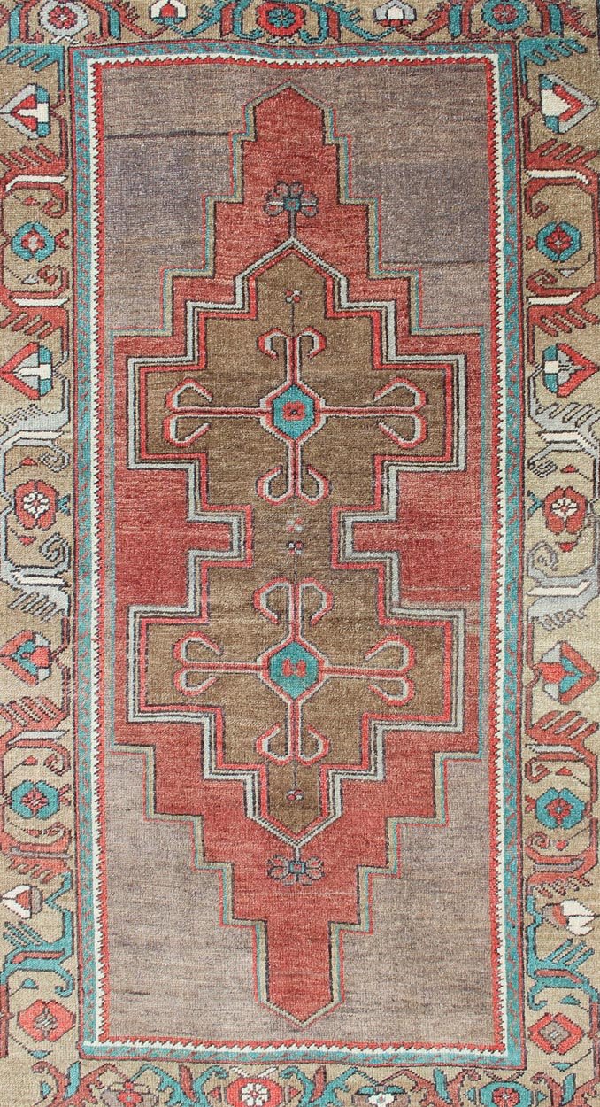 Double Medallion Vintage Turkish Oushak Rug Turkish Oushak Carpet with Geometric Medallions, rug en - 165846, country of origin / type: Turkey / Oushak, circa 1940 This Oushak rug from Turkey features a unique design of a double medallion f... - Keivan Woven ArtsEN - 165846 - 10612Rug