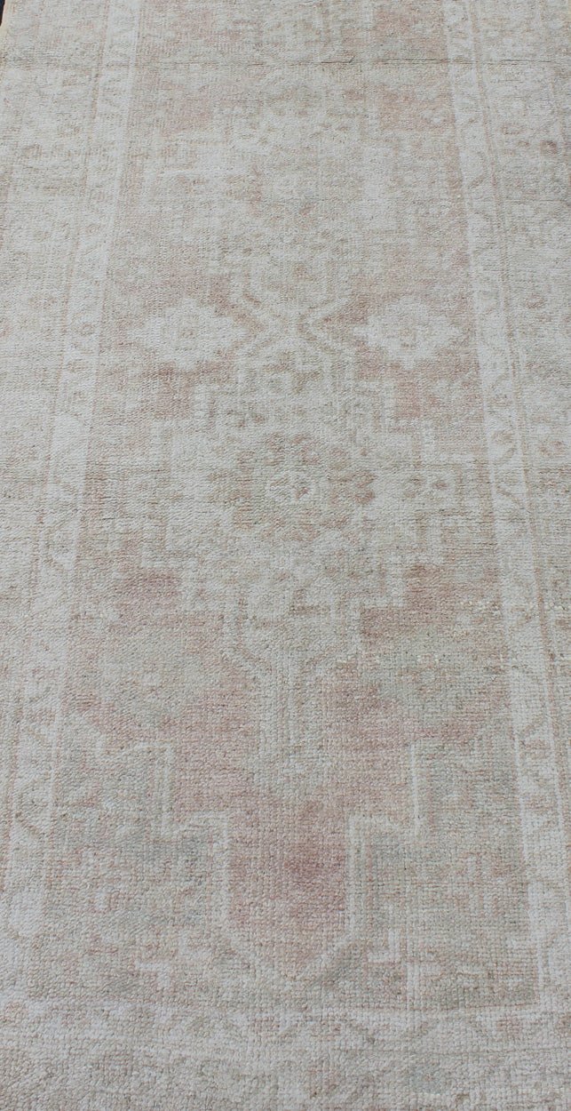 Vintage Turkish Oushak Runner with Multi - Medallion Design in Muted Color Palette Vintage Oushak Runner from Turkey with Medallion Design in Subdued Color Tones, rug en - 176222, country of origin / type: Turkey / Oushak, circa 1940 This be... - Keivan Woven ArtsEN - 176222 - 10245Rug