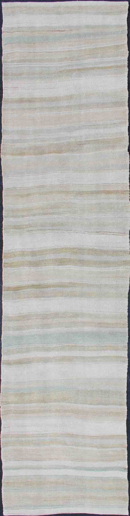 Vintage Turkish Kilim Runner with Stripes and Modern Design in Muted Colors. Keivan Woven Arts / rug / EN - 176338 country of origin / type: Turkey / Kilim, circa 1950 Measures: 2'4 x 10'0 This vintage flat - woven Kilim runner features a minimalist... - Keivan Woven ArtsEN - 176338 - 12733Rug