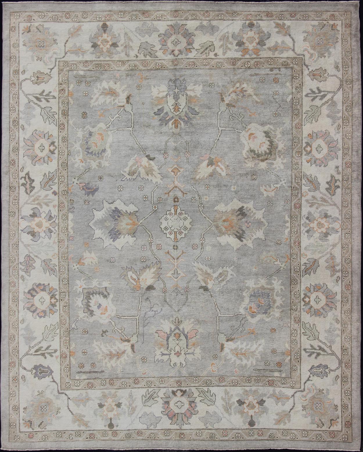Square Shaped Turkish Oushak Rug with Neutral Color Palette Turkish Oushak rug with neutral color palette and all - over flower design, rug en - 176558, country of origin / type: Turkey / Oushak Keivan Woven Arts This traditional Oushak rug ... - Keivan Woven ArtsEN - 176558 - 11026Rug