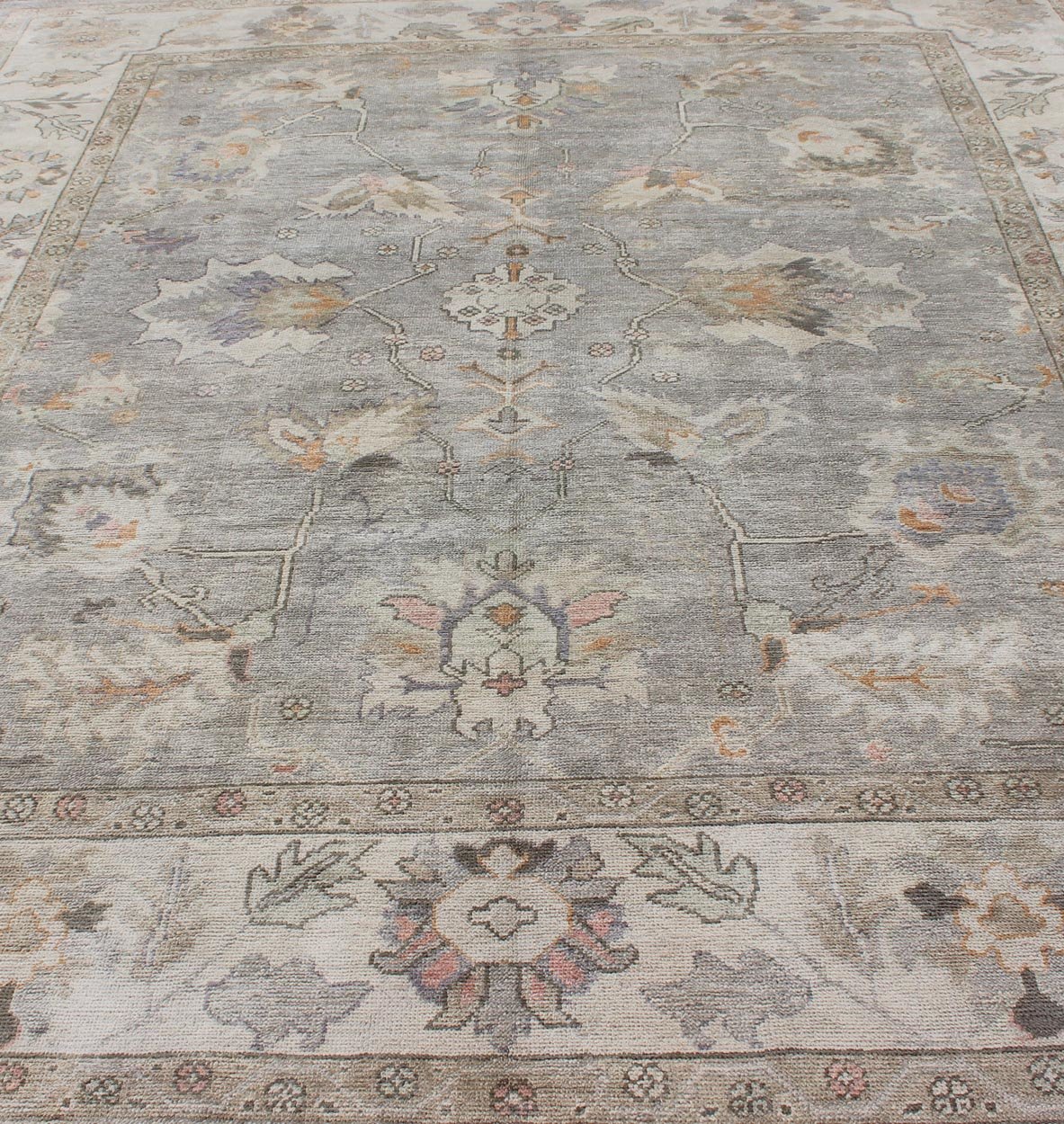 Square Shaped Turkish Oushak Rug with Neutral Color Palette Turkish Oushak rug with neutral color palette and all - over flower design, rug en - 176558, country of origin / type: Turkey / Oushak Keivan Woven Arts This traditional Oushak rug ... - Keivan Woven ArtsEN - 176558 - 11026Rug