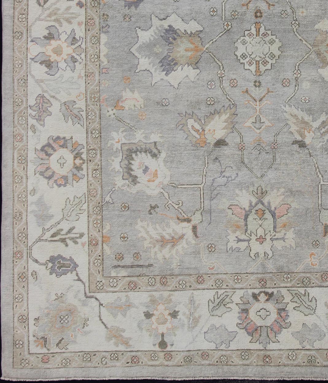 Square Shaped Turkish Oushak Rug with Neutral Color Palette Turkish Oushak rug with neutral color palette and all - over flower design, rug en - 176558, country of origin / type: Turkey / Oushak Keivan Woven Arts This traditional Oushak rug ... - Keivan Woven ArtsEN - 176558 - 11026Rug