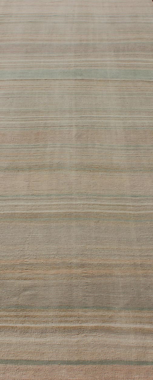 Modern Striped Design Vintage Turkish Kilim Gallery Runner in Shades of Brown and Earth Tones Muted Turkish vintage Kilim long runner with horizontal stripe design, Keivan Woven Arts rug/EN - 176580, country of origin / type: Iran / Kilim, circa ... - Keivan Woven ArtsEN - 176580 - 11040Rug