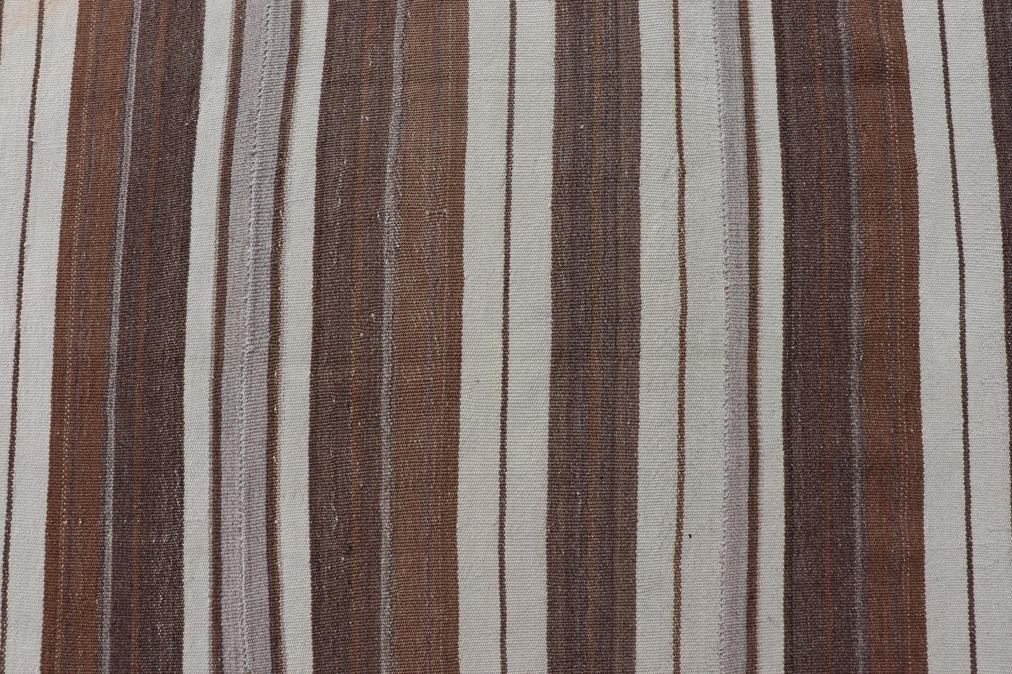 Stripe Design Turkish Vintage Flat - Weave Rug in Brown, Cognac, Ivory, and Gray - Keivan Woven ArtsEN - 178651 - 18890Rug