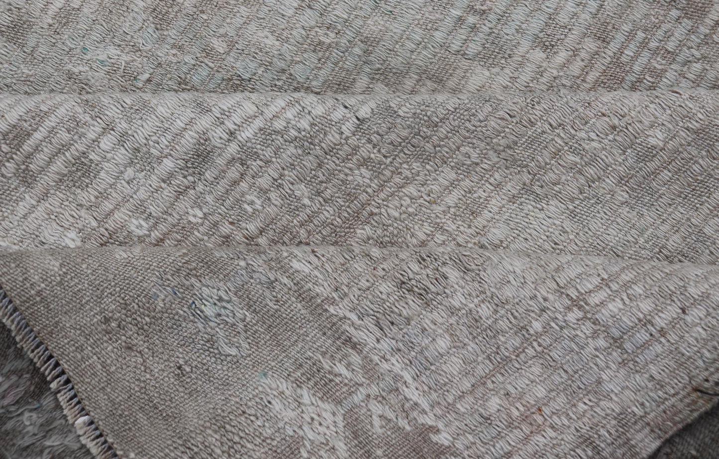 Vintage Hand Woven Turkish Embroidered Rug with Geometric Diamond Design Embroidered vintage flat weave rug from Turkey in shades of tan, taupe, Gray cream and neutrals with geometric pattern, Keivan Woven Arts / rug EN - 178709, country of origin... - Keivan Woven ArtsEN - 178709 - 19136