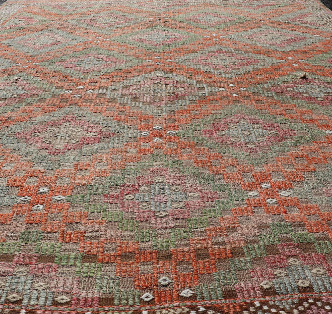 Vintage Turkish flat - weave Tribal Modern kilim with embroideries in multi colors, Keivan Woven Arts / rug / EN - 178975 country of origin / type: Turkey / Kilim, circa 1950 Measures: 6'5 x 8'8 Colorful Vintage Turkish Embroidered Flat - Weav... - Keivan Woven ArtsEN - 178975 - 17544Rug