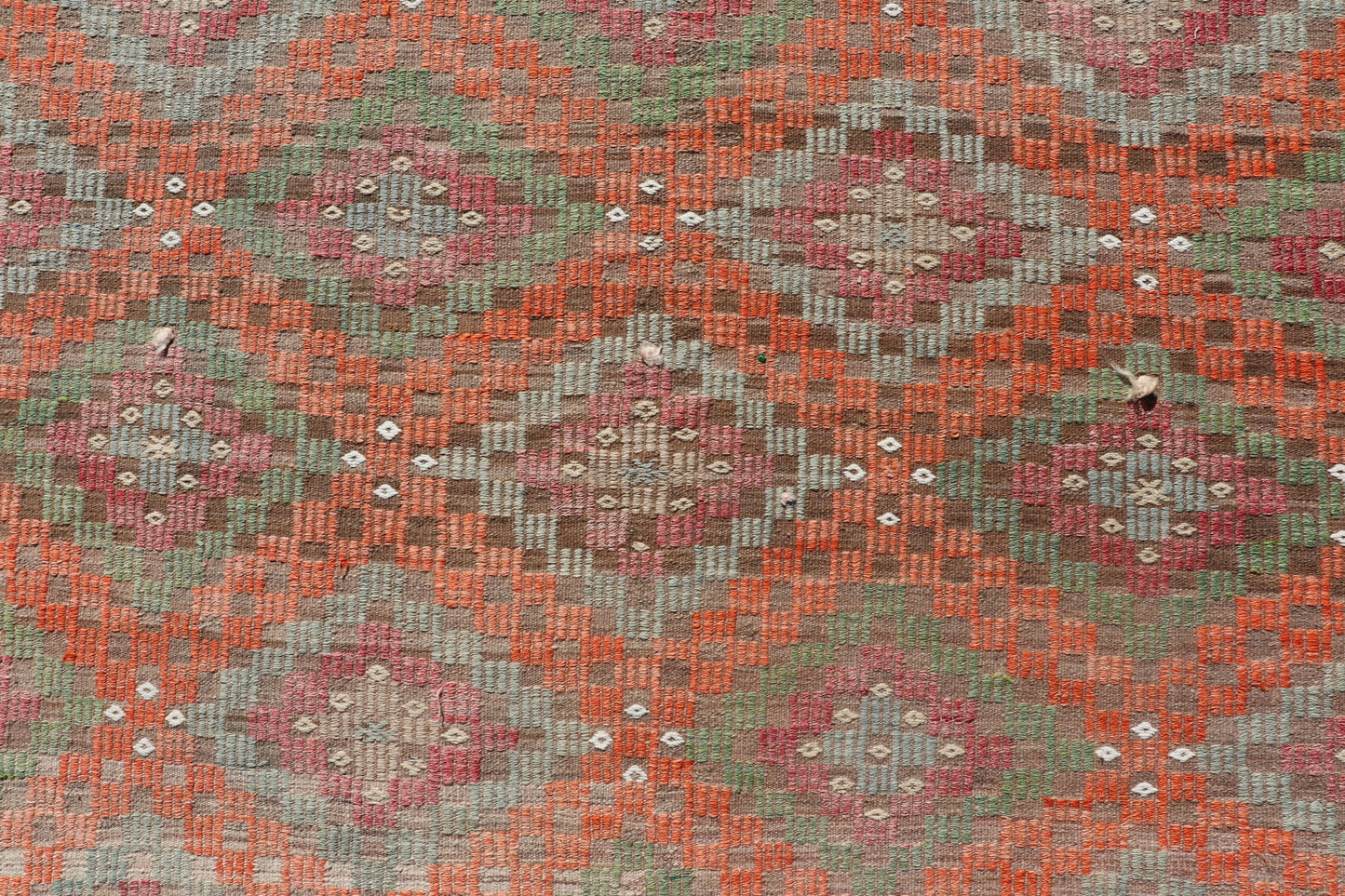 Vintage Turkish flat - weave Tribal Modern kilim with embroideries in multi colors, Keivan Woven Arts / rug / EN - 178975 country of origin / type: Turkey / Kilim, circa 1950 Measures: 6'5 x 8'8 Colorful Vintage Turkish Embroidered Flat - Weav... - Keivan Woven ArtsEN - 178975 - 17544Rug