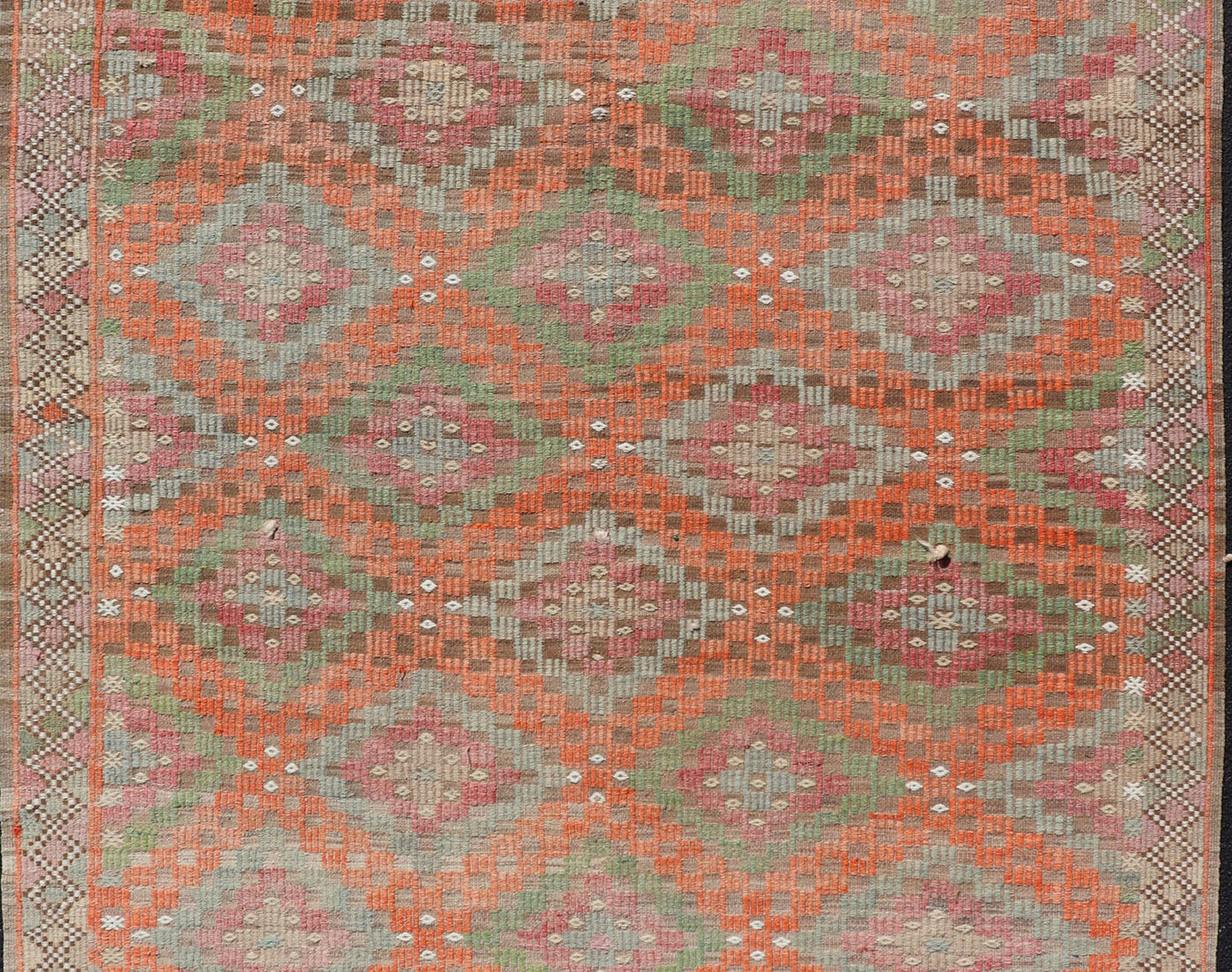 Vintage Turkish flat - weave Tribal Modern kilim with embroideries in multi colors, Keivan Woven Arts / rug / EN - 178975 country of origin / type: Turkey / Kilim, circa 1950 Measures: 6'5 x 8'8 Colorful Vintage Turkish Embroidered Flat - Weav... - Keivan Woven ArtsEN - 178975 - 17544Rug