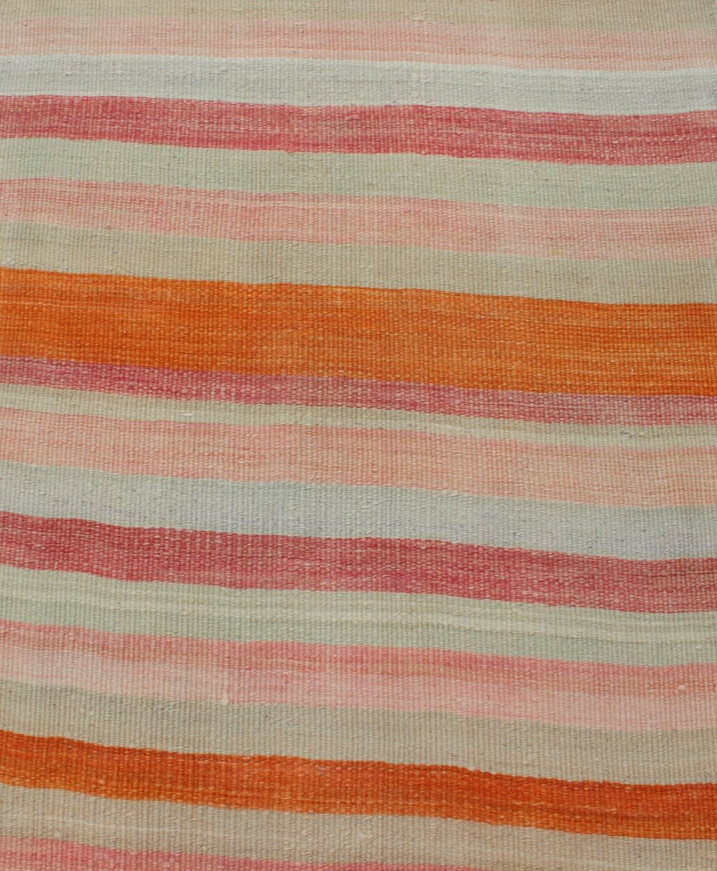 Vintage Kilim Runner Turkish in Multi Color in Stripe Design Multicolored vintage Turkish Kilim rug with horizontal stripes in orange, taupe, ivory, charcoal, and rust. Keivan Woven Arts / rug/EN - 179071, country of origin / type: Turkey / Kilim,... - Keivan Woven ArtsEN - 179071 - 11980Rug