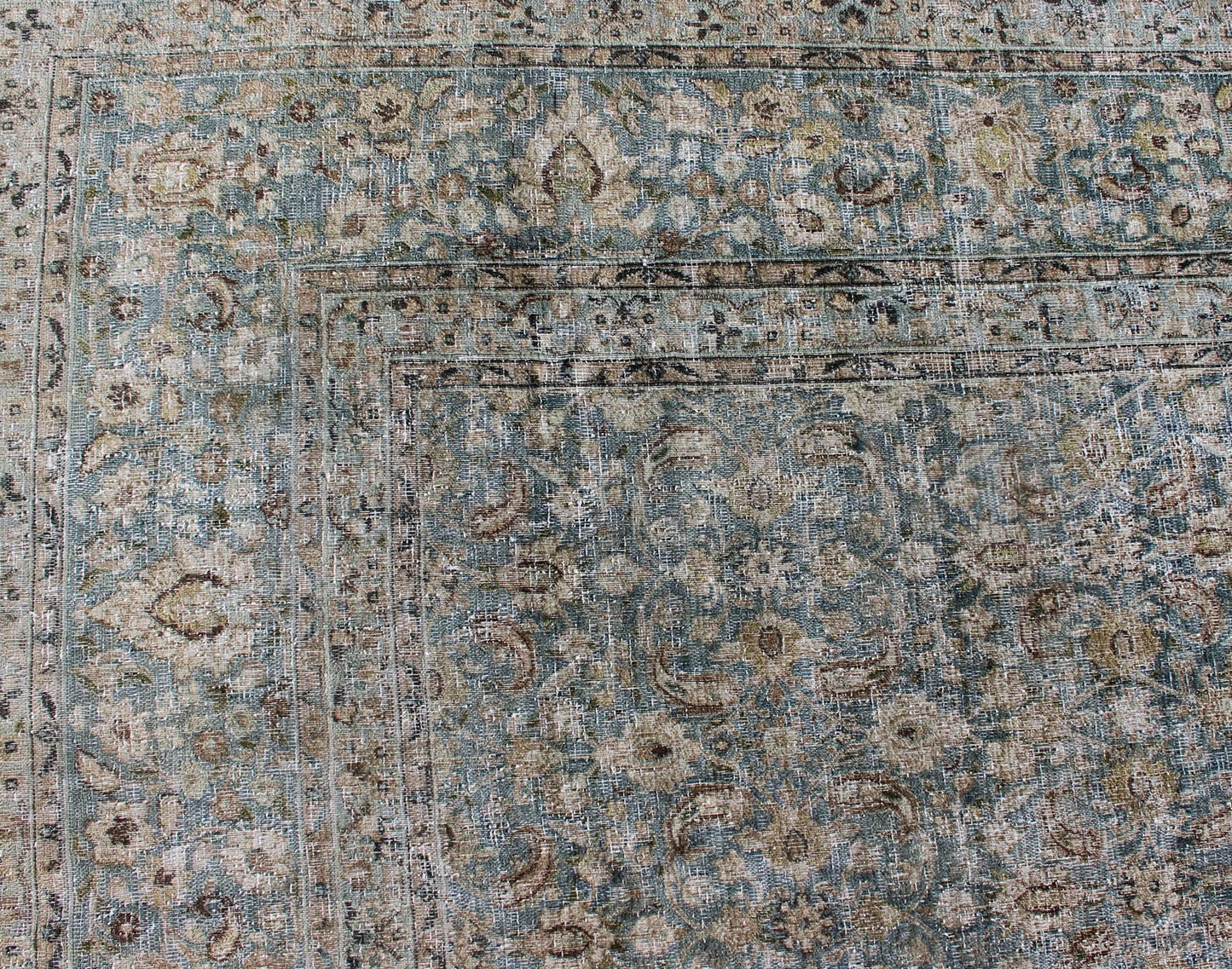 Antique Persian Khorasan Rug with Herati design in Blue, Light Gray & Brown Blue, brown, cream, light green, Gray,light blue, taupe, tan and brown geometric Persian Khorasan rug. Keivan Woven Arts / rug en - 179390, country of origin / type: Iran ... - Keivan Woven ArtsEN - 179390 - 12393Rug