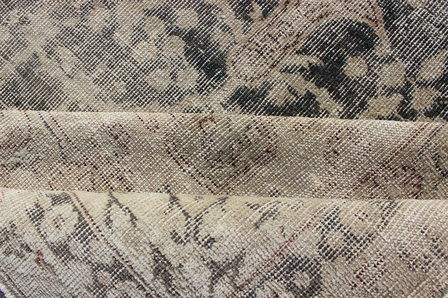 Keivan Woven Arts - Distressed Turkish Carpet With Floral Design in Taupe, Dark Gray Tan & Charcoal kwarugs/ EN - 179638. Turkish distressed rug This vintage Turkish carpet has been neutralized to create faded pigments with a floral design. Neutral... - Keivan Woven ArtsEN - 179638 - 12549Rug