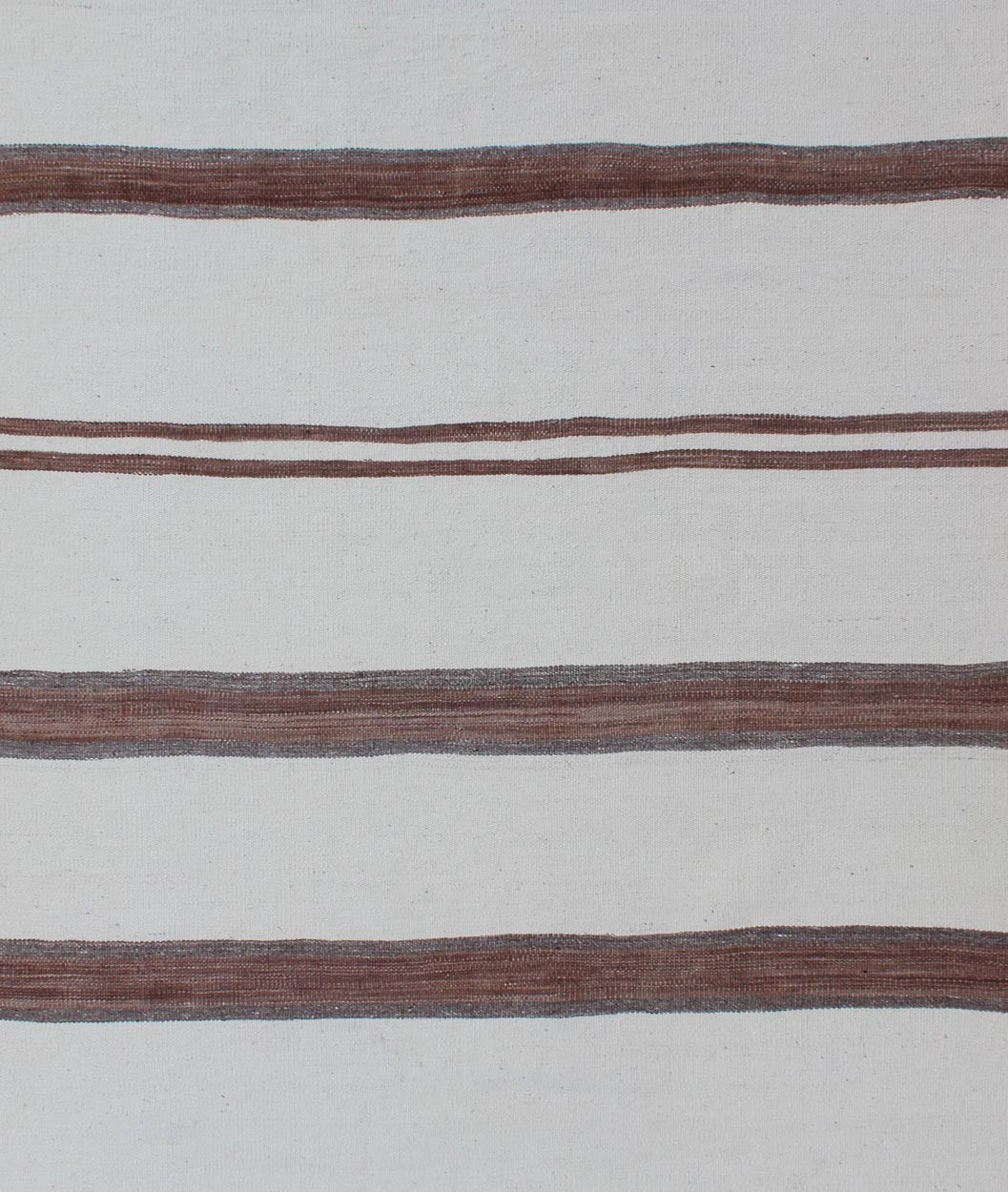 Square size Turkish Vintage Kilim Flat - Weave Rug in Brown and off white with Stripe Design. Keivan Woven Arts / rug EN - 179669, country of origin / type: Turkey / Kilim, circa 1950 Measures: 4'2 x 4'7 This vintage striped design Turkish K... - Keivan Woven ArtsEN - 179669 - 11843Rug