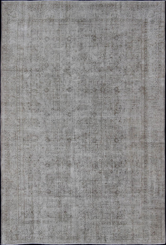 Vintage Distressed Turkish Rug with All - Over Floral Pattern in Cream and light Brown Tones Turkish carpet with distressed Floral design in ivory, and light brown highlights. This vintage Turkish carpet has been distressed and neutralized to crea... - Keivan Woven ArtsEN - 179686 - 12631Rug
