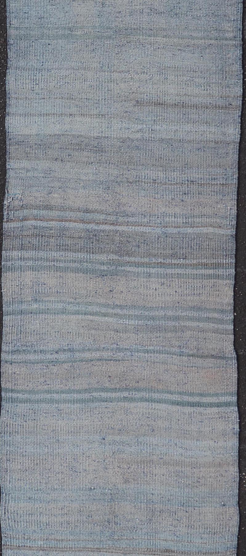 Measures: 2'3 x 10'3 Vintage Turkish Flat - Weave Runner with Stripe Design by Keivan Woven Arts. Rug EN - 179856, Keivan Woven Arts, country of origin / type: Turkey / Kilim, circa 1960 This modern - design vintage runner from Turkey features a s... - Keivan Woven ArtsEN - 179856 - 27598Rug