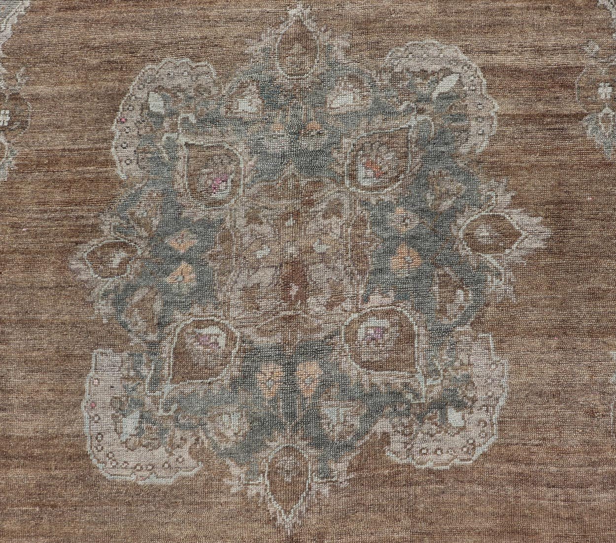 Vintage Turkish Kars Rug with Floral Medallion in Camel, Tan, Taupe and Gray Vintage Turkish Kars rug with floral medallion in camel, tan, taupe, gray, cream. Keivan Woven Arts / rug EN - 179950, country of origin / type: Turkey / Oushak/Kars, cir... - Keivan Woven ArtsEN - 179950 - 18920Rug