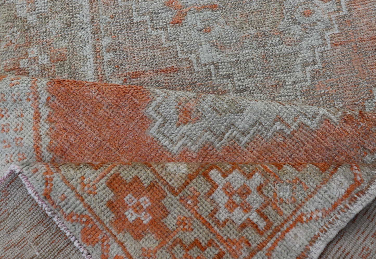 Antique Turkish Oushak Runner with Diamond Medallions and Floral Motifs Antique Turkish Oushak runner with floral medallions, Keivan Woven Arts rug/EN - 2499, country of origin / type: Turkey / Oushak, circa 1930. This antique Oushak runne... - Keivan Woven ArtsEN - 2499 - 14406Rug
