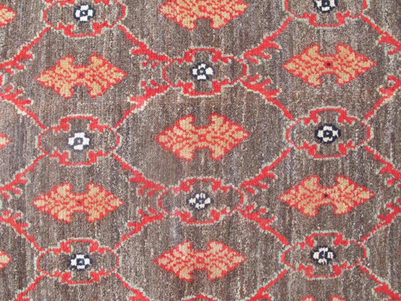Vintage Turkish Tulu Rug with a Modern Design in Gray Background & Red Border. Vintage Turkish Tulu rug with a modern design in charcoal background All - over design vintage Turkish modern rug EN - 306, country of origin / type: Turkey / Oushak, cir... - Keivan Woven ArtsEN - 306 - 4390Rug