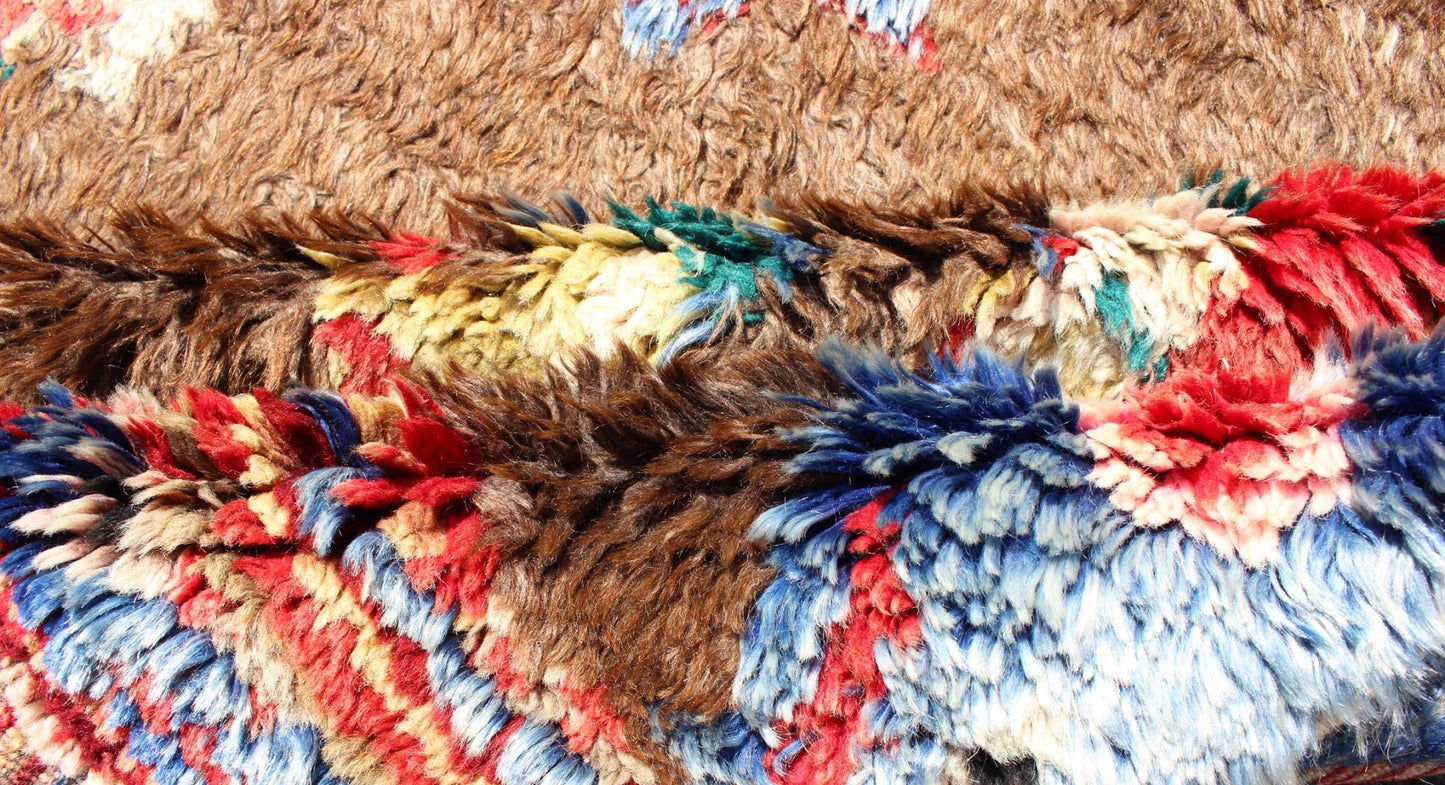 Colorful Antique Tulu Rug with Angora Wool Blend and Modern Tribal Design. Keivan Woven Arts Rug / EN - 3307. Mid - 20th Century Turkish Tulu Rug. Measures: 4'1 x 5'5. This antique Tulu rug showcases a free - spirited design with stunning colors of blu... - Keivan Woven ArtsEN - 3307 - 5492Rug