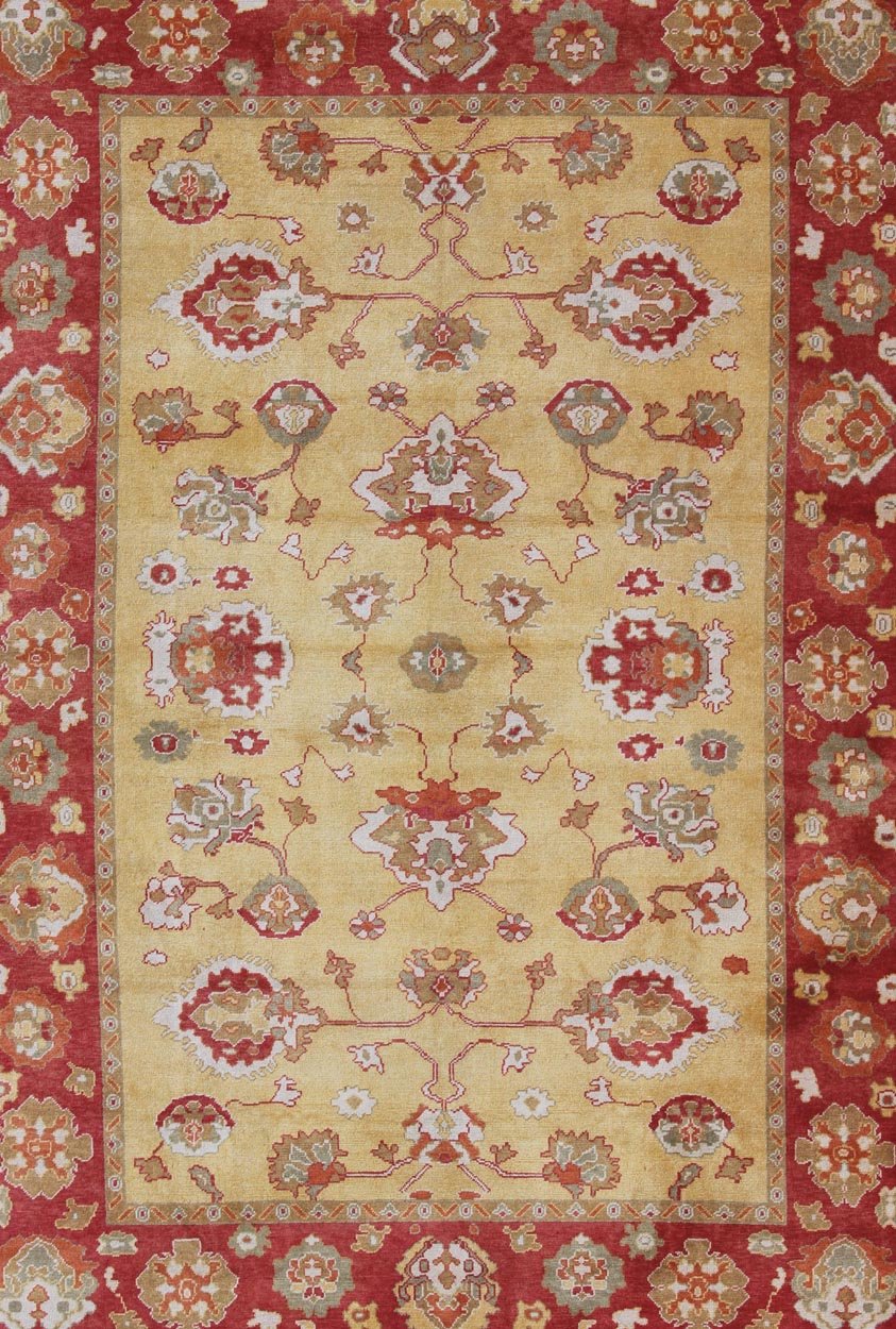 Turkish Oushak Rug with Red and Gold Color Palette and All - Over Flower Design. Turkish Oushak Rug, Keivan Woven Arts / rug EN - 340, country of origin / type: Turkey / Oushak. Measures: 10'10 x 15'. This traditional Oushak rug from Turkey f... - Keivan Woven ArtsEN - 340 - 4406Rug