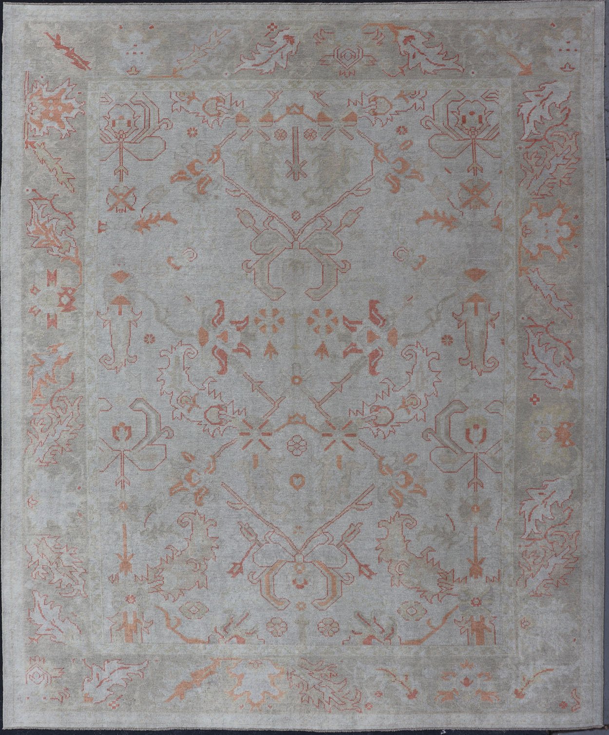 Turkish Oushak with Muted Color Palette and All - Over Design by Keivan Woven Arts. Keivan Woven Arts / rug EN - 5058, country of origin / type: Turkey / Oushak. Measures: 9'6 x 12'7 This sub geometric Oushak rug from Turkey features subdued colors... - Keivan Woven ArtsEN - 5058 - 14464Rug