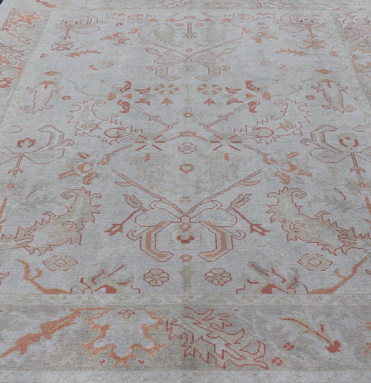 Turkish Oushak with Muted Color Palette and All - Over Design by Keivan Woven Arts. Keivan Woven Arts / rug EN - 5058, country of origin / type: Turkey / Oushak. Measures: 9'6 x 12'7 This sub geometric Oushak rug from Turkey features subdued colors... - Keivan Woven ArtsEN - 5058 - 14464Rug