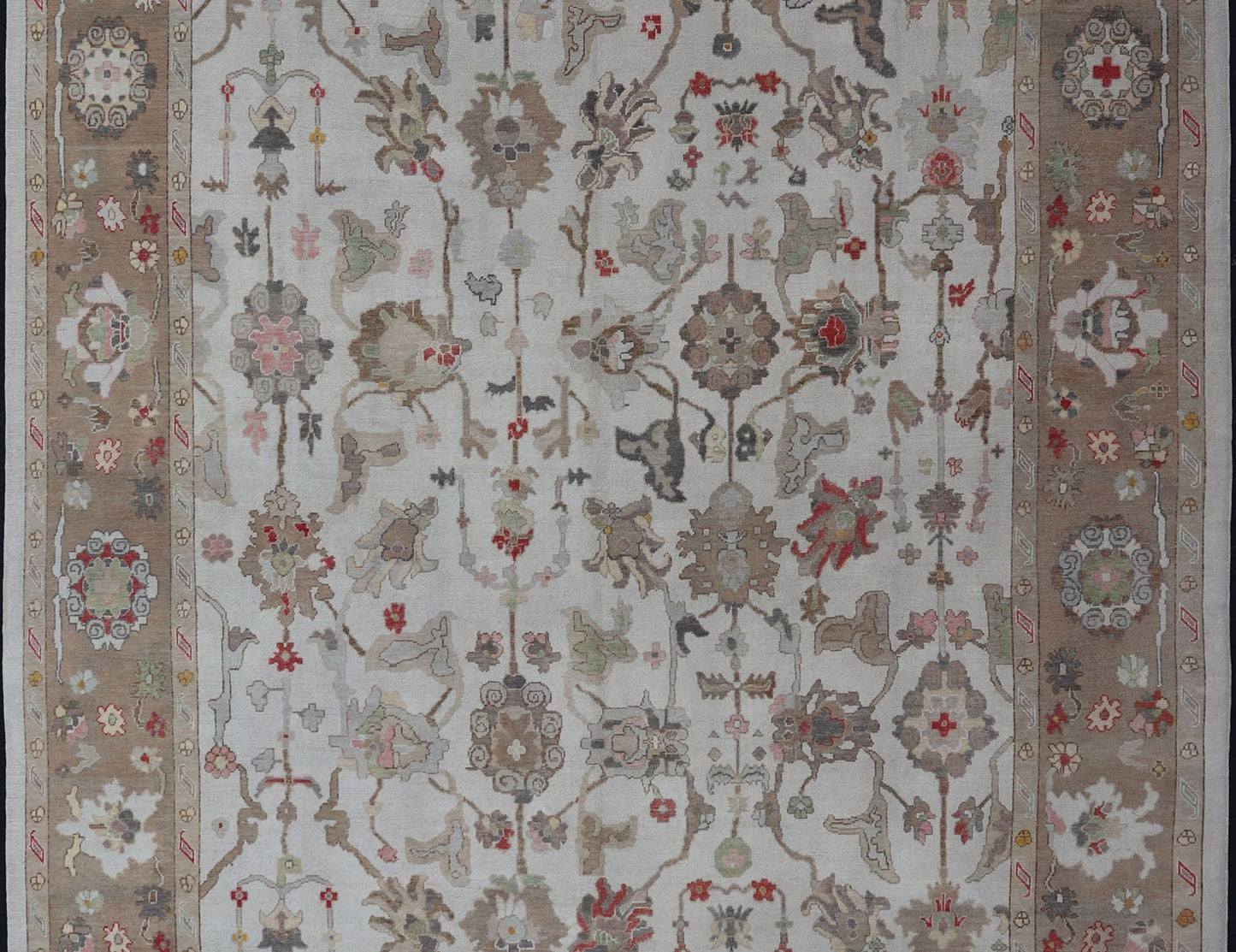 Over - Sized Oushak Turkish Rug With Large Scale Sub Geometric Design Keivan Woven Arts - Large Turkish Oushak rug with array of light and medium tone colors and large scale tribal design, rug EN - 5059, country of origin / type: Turkey / Oushak, 201... - Keivan Woven ArtsEN - 5059 - 14468Rug