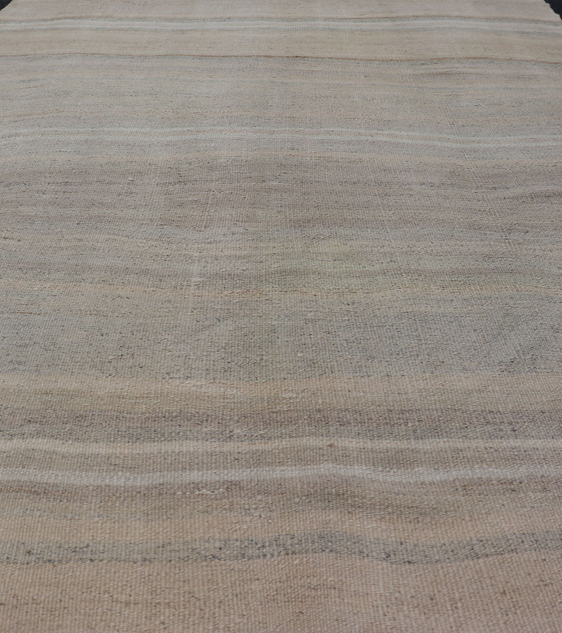 Vintage Turkish Kilim with Stripes in Taupe, Gray, Tan, Cream and Brown Vintage Turkish Kilim with Stripes in Taupe, Gray, Tan, Cream and Brown. Keivan Woven Arts / rug EN - P13422, country of origin / type: Turkey / Kilim, circa Mid - 20th Century.... - Keivan Woven ArtsEN - P13422 - 17814Rug
