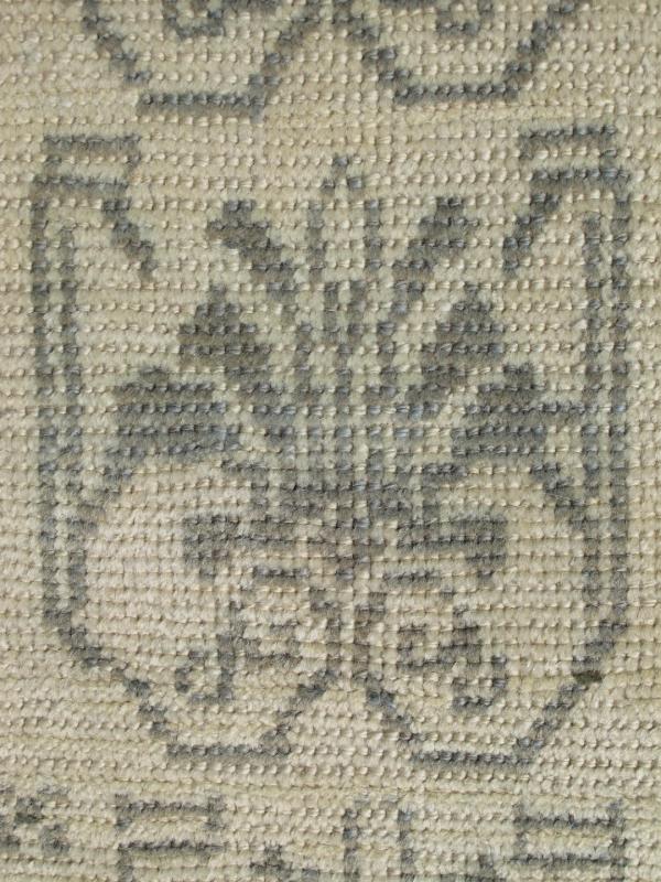 Light Taupe, Gray - Green, and Cream Turkish Tulu Vintage Rug with Latticework Measures:3'4 x 6'2 Light taupe, gray - blue, and cream Turkish Tulu vintage rug with latticework, Keivan Woven Arts rug ENC - 92500, country of origin / type: Turke... - Keivan Woven ArtsENC - 92500 - 2145Rug