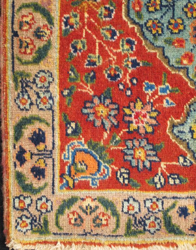 Colorful Antique Tabriz Rug with Circular Medallion, Palmettes and Floral Motifs This spectacular Persian Tabriz bears magnificent splendor indicative of royal tastes, which sought perfection in balance and palette. The circular, script - style me... - Keivan Woven ArtsF - 1102 - 2335Rug