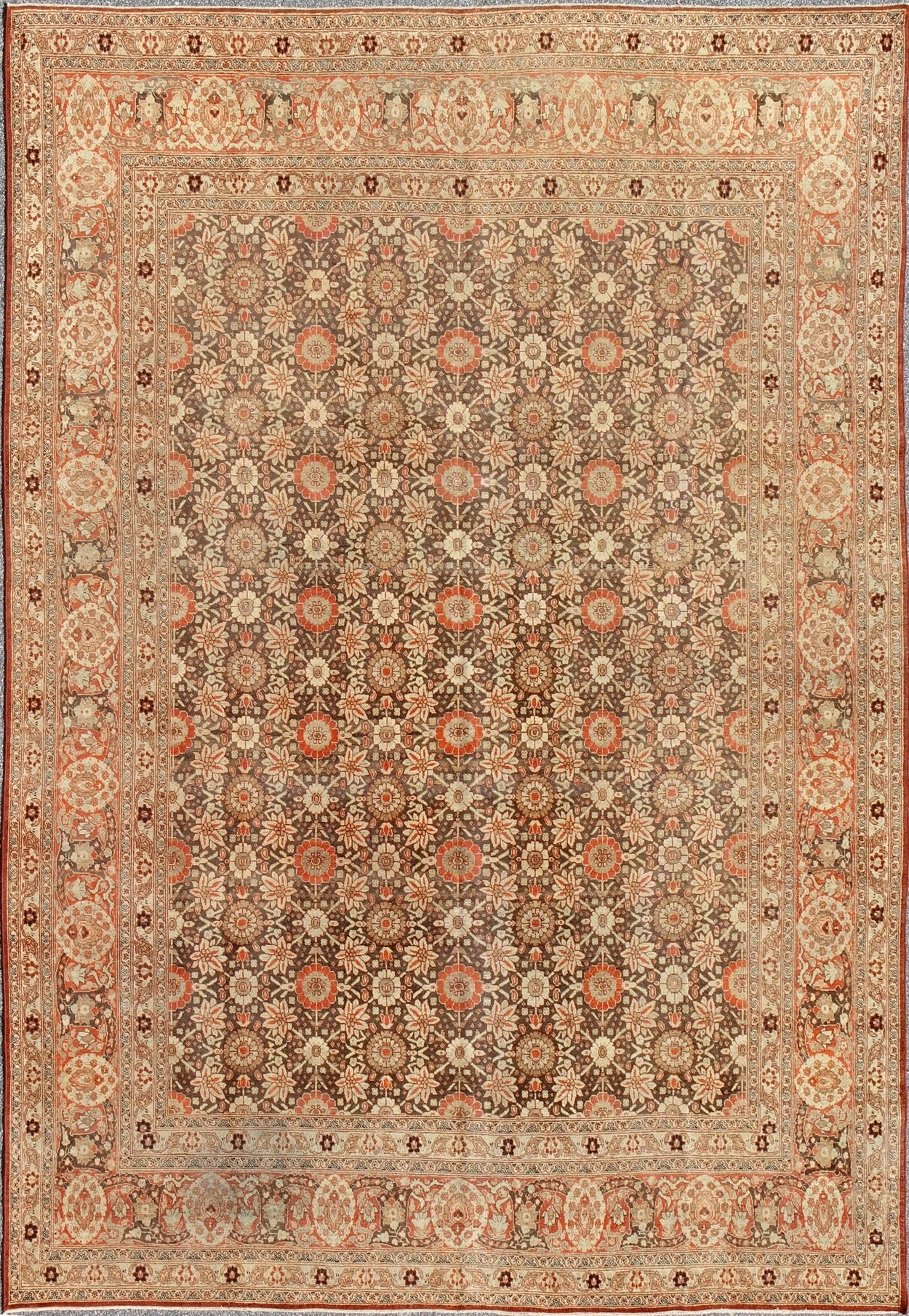 Antique Persian Haj Jalili Tabriz Rug - G - 0701 This exemplary Tabriz Haj Jalili rug is a masterpiece of the Craft, flourishing an incredible intricate pattern of vine - scrolls and palmettes. A testament to the amazing heights of craftsmanship achie... - Keivan Woven ArtsG - 0701 - 1823Rug